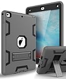 TOPSKY Case for New iPad 9.7 2018,iPad 6th/5th Generation Case,Three Layer Shockproof Armor Defender Protective Case Cover for Apple iPad 9.7 2017/2018 A1893 A1954 A1822 A1823,Grey Black
