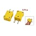 SODIAL(R) 5 Pcs Yellow Plastic Case Flat Male 2-Pin K Type Thermocouple Wire Connector