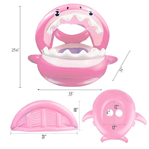 Tropicool Baby's Shark Swim Pool Float with Canopy Baby Floaties