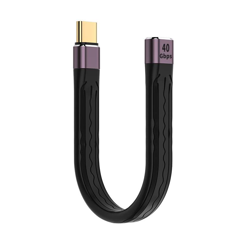 CY USB4 Extension Male to Female Cable 13cm Slim Flat Male toF 40Gbps with 100W Charging and 8K@60Hz Compatible with iPhone 15 Laptop Phone — image 1