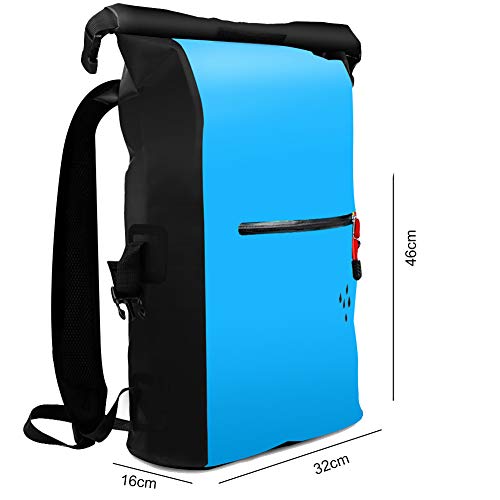 Dry-Bags-Waterproof-BackpackAMASENG-25L-Dry-Backpack-500D-PVC-Heavy-Duty-Roll-Top-Closure-with-Zipper-Pocket-IPX8-Waterproof-Phone-CaseDry-Sacks-Blue