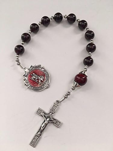 Garnet St. Christopher Pocket Rosary ~ Great for Travelers