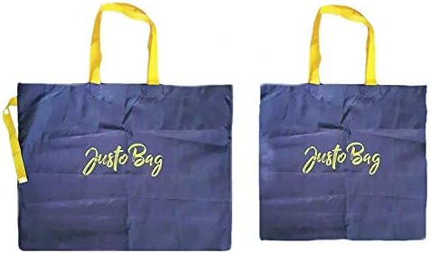 Women's Polyester Navy Blue Lightweight Foldable Eco-Friendly Reusable Supermarket Bag with Nylon Handles (Large, 20x16x4-Inches)