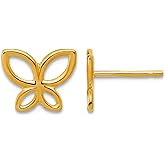 14k Solid Yellow Gold Polished Butterfly Angel Wings Post Earrings 8.55x5.14mm Wide Stud Earring for Women
