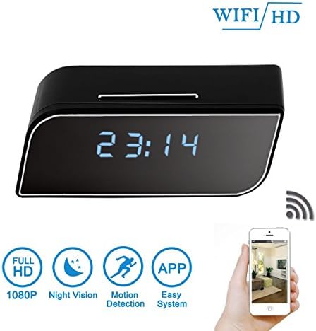 Wi-Fi Clock Camera, Heymoko 1080P HD Mini Hidden Nanny Camera Wi-Fi Remote Live Feed Home Security Camera Support Night Vision Motion Detection iOS Android APP PC View