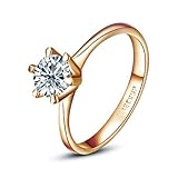 [Eternity Series] Yoursfs Unique Solitaire Cubic Zirconia CZ Anniversary Engagement Promise Ring 18K Rose Gold Plated Band