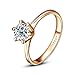 Yoursfs Dainty Solitaire Engagement Rings for Her 18k Rose Gold Plated Wedding Jewelry Rings Women CZ Rings Gift