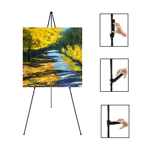 63'' Tall Display Easel, Folding Instant Poster Easel, Black Steel Metal Telescoping Art Easel for Display Show, Easy Assembly (1Pack) - Thumbnail 3