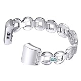 For Fitbit Charge 2, bayite Replacement Metal Bracelet Adjustable Fitbit Charge 2 Bands Silver with Blue Rhinestone