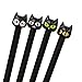 Black Cat Kawaii Gel Ink Rollerball Pens, with 0.5mm Extra Fine Point, Black Ink, 4-Pack, SUPPION Stationery for Students Gifts (A)
