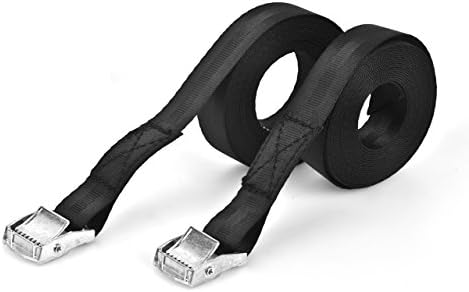 ZB CrazyCart Lashing Straps 13 Food Long 1 Inch Wide Strap Cargo Tie-down Strap Padded Cam Zinc Alloy Lock Buckle Heavy Duty Black 2 Pack High Strength Polyester Belt