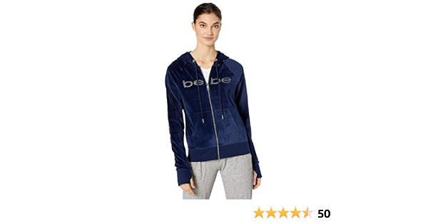 Amazon Com Bebe Sport Velour Zip Hoodie With Microstone Clothing