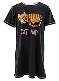Cat Nap Women's Flannel Button Down Nightshirt by LazyOne | Warm Cabin Nightshirt