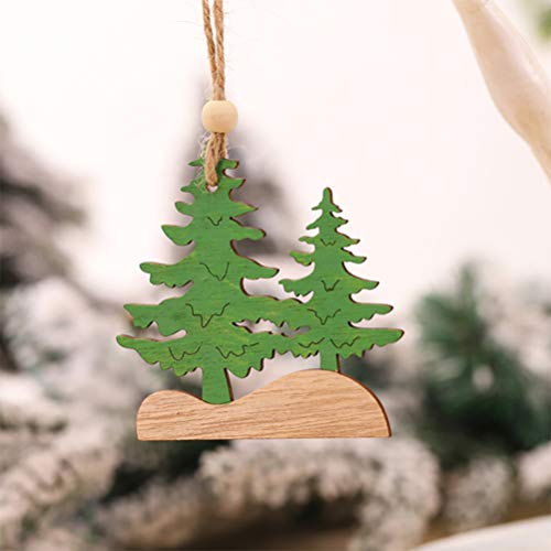 image for LIOOBO 4pcs Christmas Tree Hanging Pendant Creative Wooden Car Tree Sh