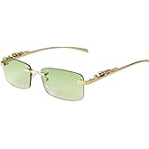 ADE WU Vintage Rimless Sunglasses Retro Luxury Gold Metal Frameless Rectangle Colored Lens Sun Glasses