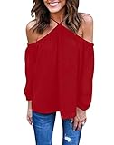 Vemvan Women's Spaghetti Halter Off The Shoulder Blouse Long Sleeve Shirt Tops