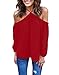 Vemvan Women's Spaghetti Halter Off The Shoulder Blouse Long Sleeve Shirt Tops