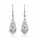 925 Sterling Silver Celtic, Genuine Blue Topaz Stone Dangle Earrings - Nickel Free
