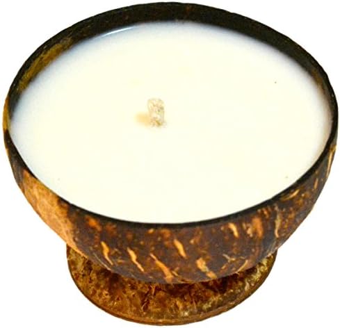 Jasmine Aromatherapy Scented Soy Candle in Coconut Shell, 5 oz by Vasaana