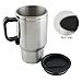 Heated Travel Mug for Vehicle, Ixaer Auto Coffee Thermos Travel Car Charger Coffee Mug Car Heated Cup Vacuum Insulated Stainless Steel Cups for Heating Water with Airtight Lid Auto Charger 12V Coffee