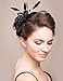 vimans Women's Bowknot Feather Detachable Cocktail Party Veil Fascinator Hair Clip Hat Black