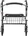 NOVA Medical Products Mini Mack Bariatric Rollator Walker, 400 lb Weight Capacity, Heavy Duty with Extra Wide Seat, 19.5” Seat Height, Blue