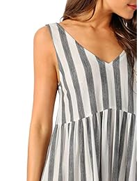 Floerns - Vestido de verano sin mangas y cuello en V, diseño de rayas