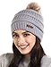 Brook + Bay - Beanie Hats for Women, Pom Pom Hat Soft Chunky Knit Beanie for Cold Weather, Stocking Cap for Women Winter Hats Light Gray