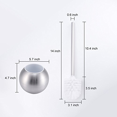 Stainless Steel Spherical Toilet Brush with Bowl Holder Base, Matte Finished, for Bathroom & Washroom Storage