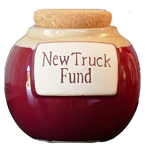 Tumbleweed Cottage Creek Gifts for Men New Truck Fund Ceramic Piggy Bank/Truck Coin Bank Round Jar [White]