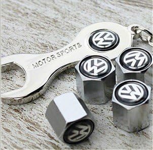 Free Shipping!high Quality Steel Car Air Tire Valve Caps with Keychain Combo Set for Volkswagen