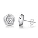 EVERU Flower Stud Earrings Sterling Silver, 5 Styles Options, Rose | Sunflower | Daisy | Lotus | CZ (rose)