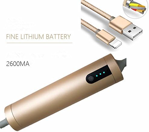 iPhone Charger, iphone power data cable combo Lipstick-Sized Portable Charger, 2 in 1 Sync and Charge High Speed Adapter Cable for iPhone 5- 7 plus,iphone power bank (Gold)