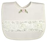 Stephan Baby Girl's Night Out Bib with Organdy Rosettes, White, 0-3 Months