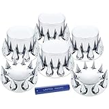 United Pacific Chrome Semi Truck Front & Rear Axle Cover Set w/Hub Cap 33 mm Spike Lug Nuts