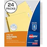 Avery 8-Tab Binder Dividers, Insertable Clear Big Tabs, 24 Sets (11115)