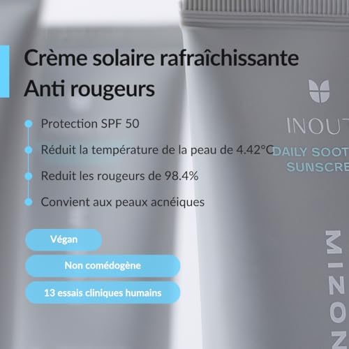 [MIZON] INOUT DAILY SOOTHING SUNSCREEN SPF50+ PA++++ (50 ml) Crème solaire - Soin coréen - Protection 50+ durée 24H - Acide Hyaluronique & Centella Asiatica - 100% Vegan - Rafraîchissant