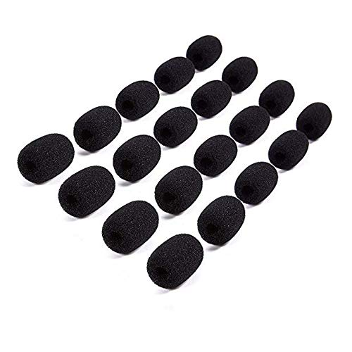 20 Pack Mini Size Lapel Headset Microphone Mic Sponge Windscreen Foam Cover Shield Protection (Black)