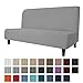 Easy-Going Stretch Futon Slipcover Armless Sofa Cover Furniture Protector Without Armrests Slipcover Soft with Elastic Bottom for Kids, Spandex Jacquard Small Check (futon,Light Gray)
