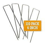 Glorytec 110 Landscape Stakes, 6 Inch 11 gauge steel Landscape Staples - Price-Performance Winner 2018- U-Shaped Invisible Fence Yard Stake Landscaping Pins, Carbon Steel Non-Galvanized