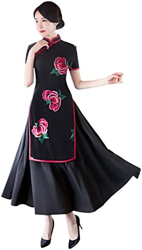 Wincolor Women's Vietnamese Ao Dai Maxi Swing Dress Chinese Traditional Cheongsam Qipao Dresses
