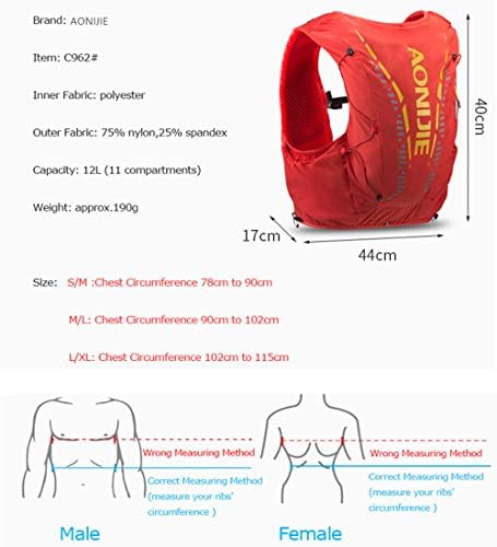 Person wearing a beneficial chest backpack for working and biking, chest circumference measurement included.