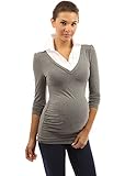 PattyBoutik Mama 2 in 1 Style Collar Long Sleeve Maternity Top