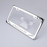 100% Stainless Steel Jaguar Laser Engrave Chrome Mirror Polish License Plate Frame Holder with Logo Steel Screw Caps