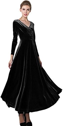 AgrinTol Women Plus Size Dress, Hot Velvet Dress Winter Ankle Maxi Tunics Casual Elegant Robes Red