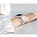MARGE PLUS Compatible with Apple Watch Band 45mm 44mm 42mm Women, Slim Genuine Leather Watch Strap Replacement for iWatch Series 7 6 5 4 3 2 1 SE, (White Band paired with Sliver Adapter)