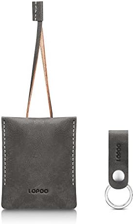 LOPOO Key Case Genuine Leather Key Ring Premium Leather Car Key Holder Bag Leather Key Chain Key Ring Portable Key Pouch (Black)