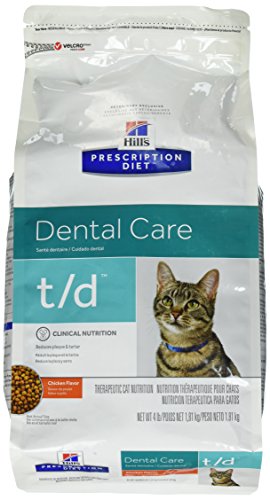 Hills Diet t/d Feline Dental Health Cat Food 4lb Bag (Best Dental Cat Food)