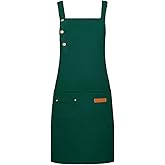 BEAMARKER Adjustable Bib Apron with Long Ties for Women Men Large Chef Apron with Pockets Waterproof Kitchen Cooking Baking Restaurants Servers Cleaning Home Repairs Gardening Crafting