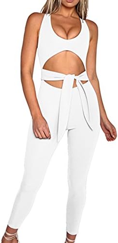 Wuxh Women's Sexy One Piece See Through Bodycon Clubwear Party Romper Jumpsuit (Large, White2)